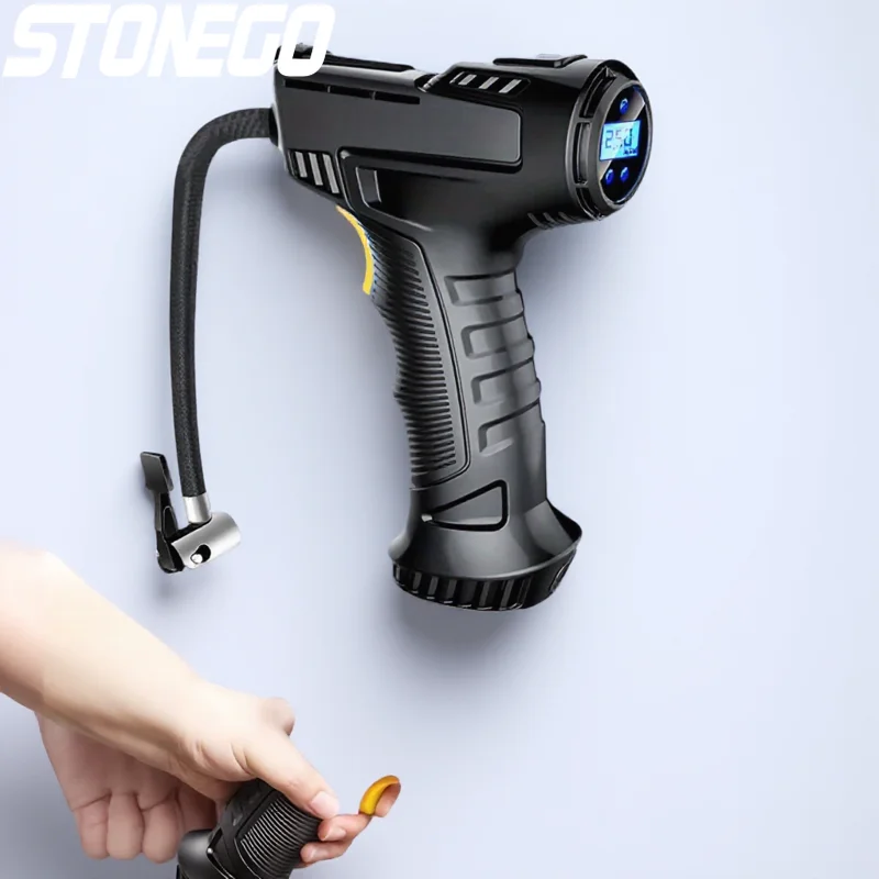 

Портативный беспроводной автомобильный насос для подкачки шин с USB-зарядкой, LED-дисплеем и автоматической системой контроля давления в шинах