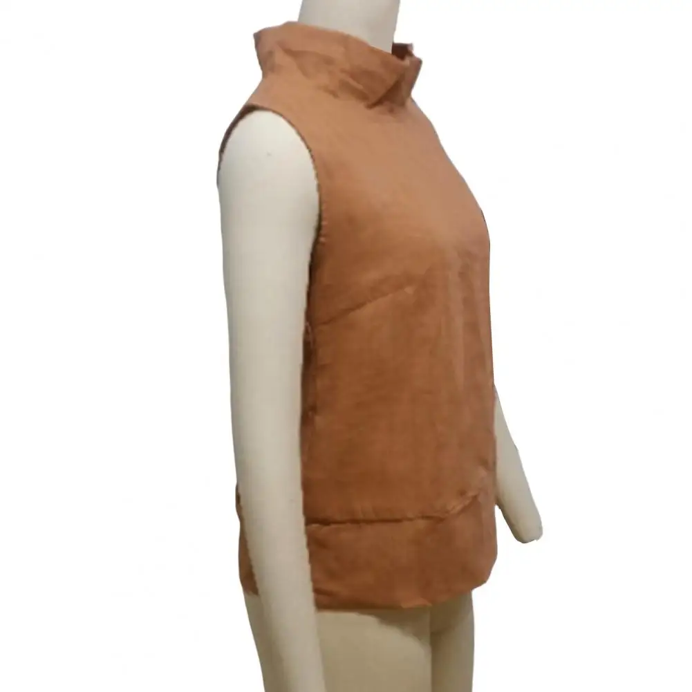 

Майка женская легкая, стильная безрукавка с воротником-стойкой, однотонная Свободная майка без рукавов, для повседневного ношения, на лето