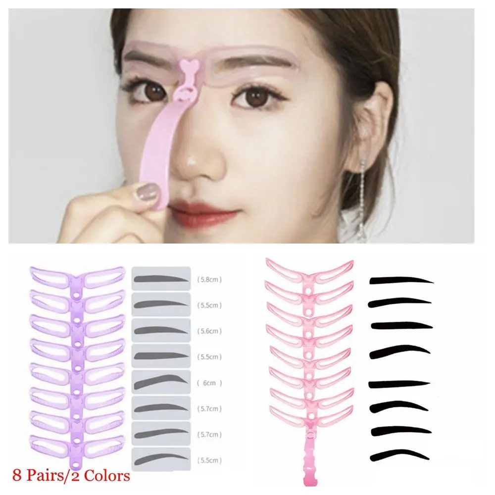 8 Pairs Eyebrow Stencils Kit Eyebrow Definition Shaping Template Reusable Brow Grooming Card Makeup Tool