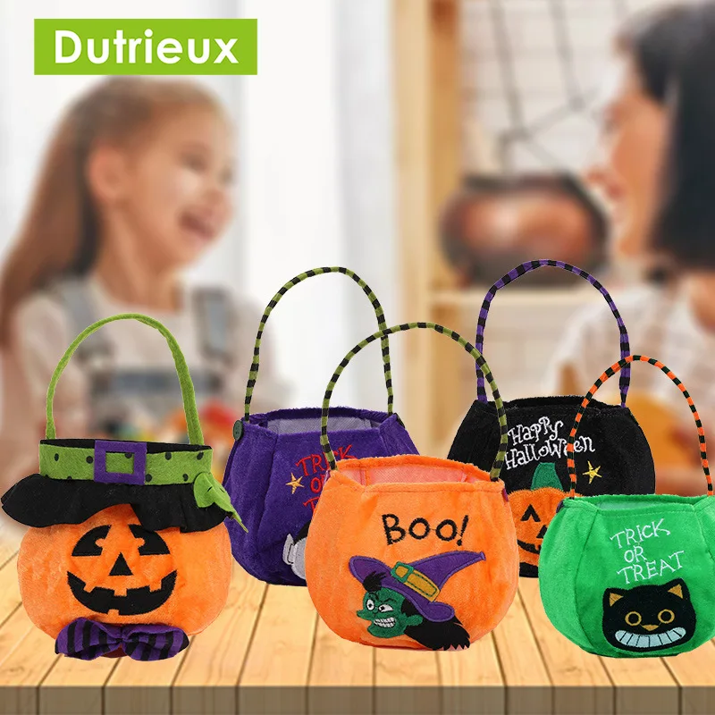 

1pc Halloween Loot Party Kids Pumpkin Trick Or Treat Tote Bags Candy Bag Halloween Candy Storage Bucket Portable Gift Basket