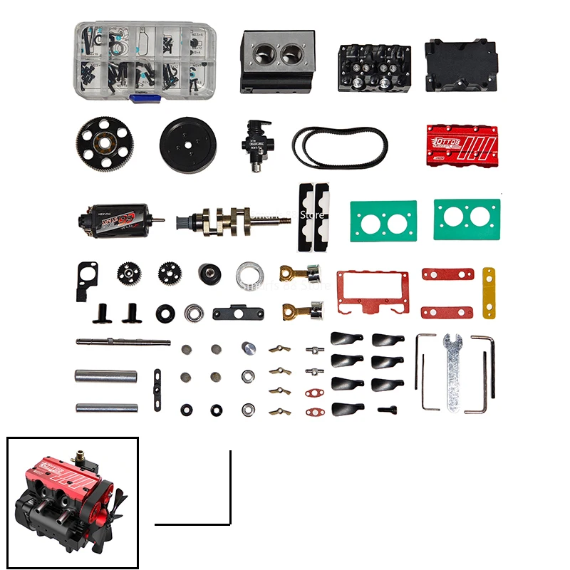 TOYAN FS L200AC 7cc 4-Takt Luftgekühlter Reihen-2-Zylinder Nitro Verbrennungsmotor Modellbausatz