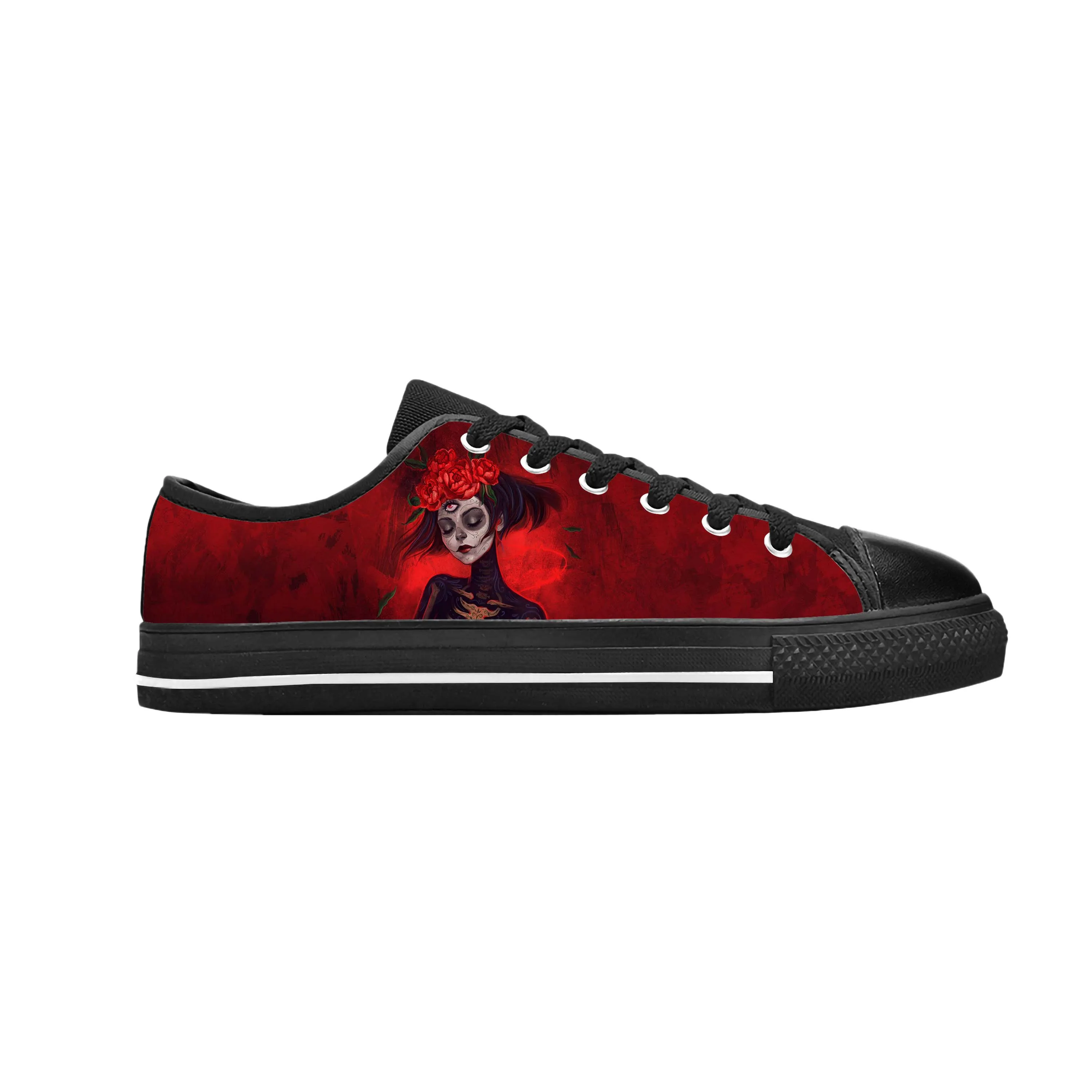 La Calavera Catrina Mexican Sugar Skull Katrina Casual Cloth Shoes Low Top Comfortable Breathable 3D Print Men Women Sneakers