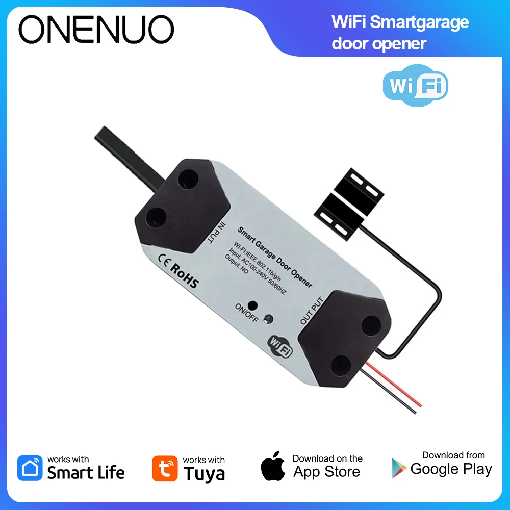 Smart Garage Door Opener Controller WiFi Switch  Work With Alexa Echo Google Home SmartLife/Tuya APP Control No Hub Require