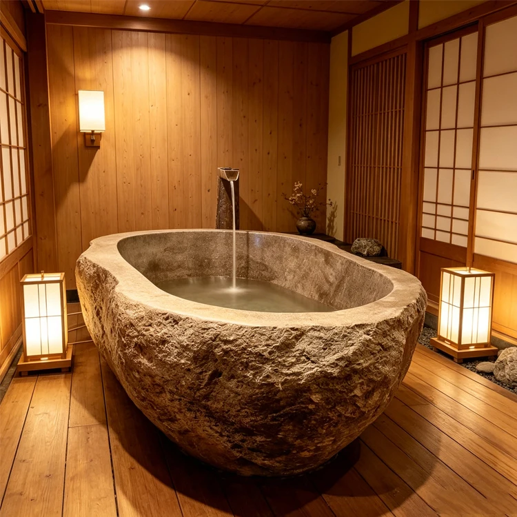 Luxury Stone Baths,Factory Direct Wholesale Affordable Natural Block Stone  standing Bathtub For Modern Hotel Bathroom Projec