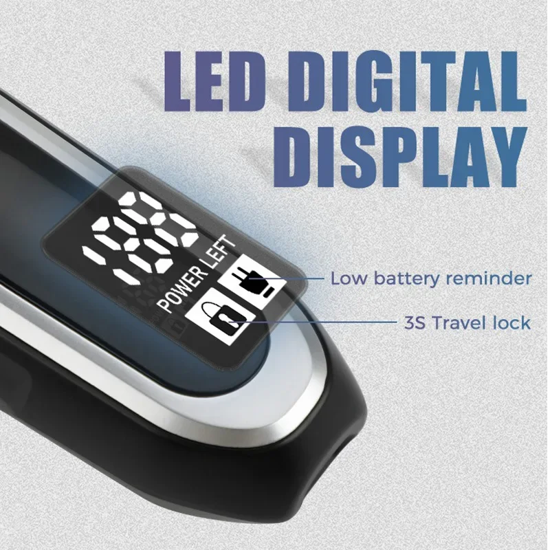 BRDCLIP BRD-TF03 ماكينة حلاقة احترافية 7500 دورة في الدقيقة محرك عالي السرعة 3 طبقات رأس ماكينة حلاقة عائمة شاشة LED مع وظيفة قفل السفر