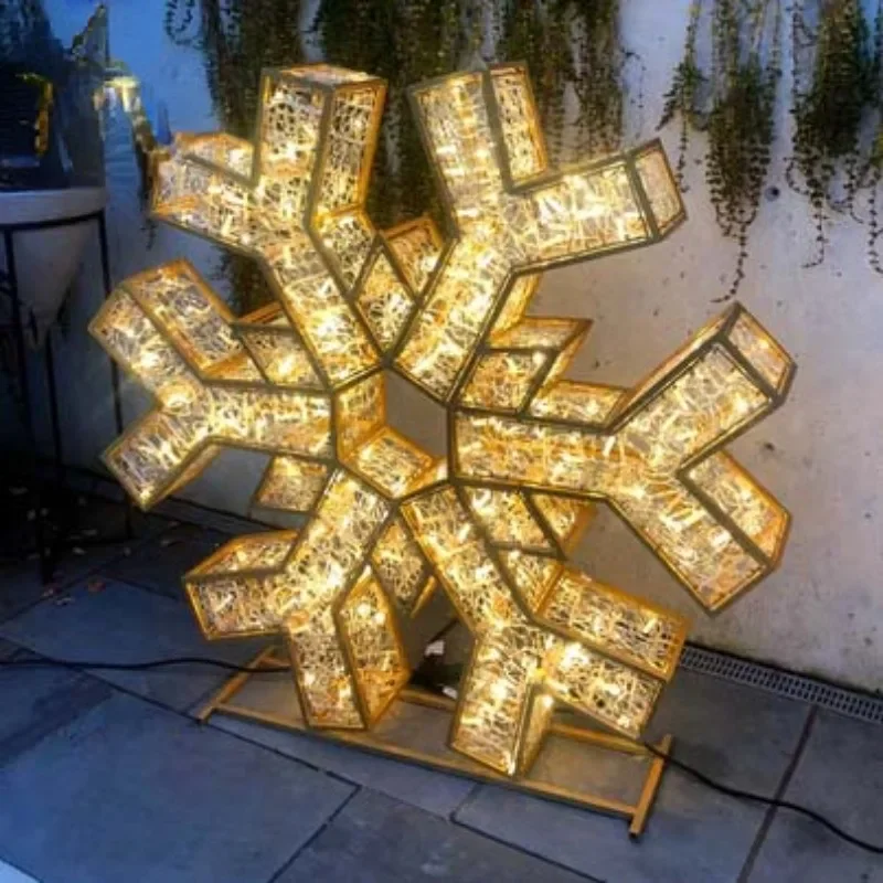 3D Ornament Outdoor Festival Lighting Christmas Commercial Decorations Large 3D Snowflake Motif Led Street Lights