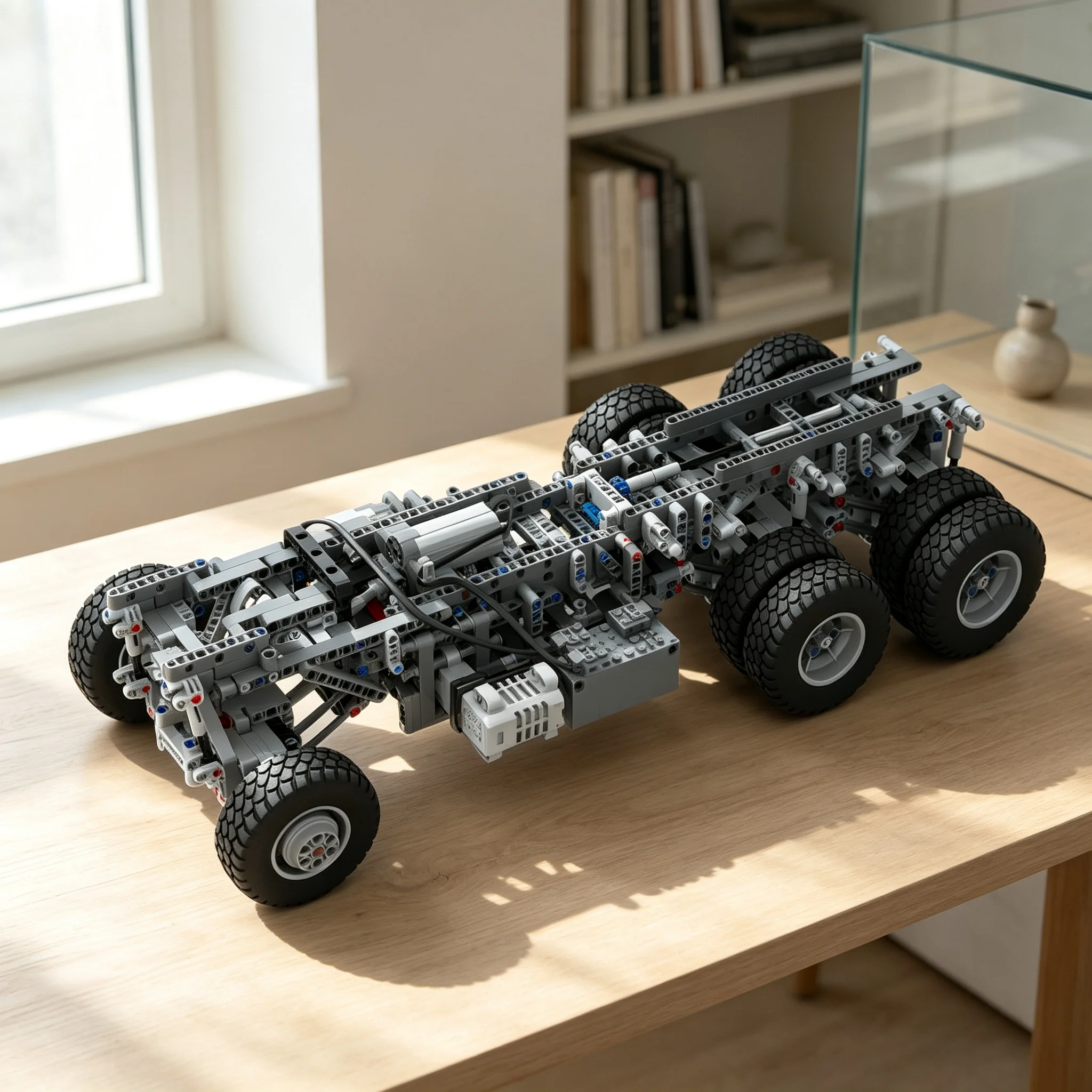 1104pcs MOC Three-Axle 6x6 Truck Chassis Switchable Longitudinal Differential Technical Model Building Blocks Christmas Gift Toy