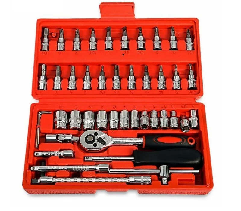 

Small Fast Ratchet Sleeve 6.3mm Auto Repair Sleeve Auto Protection Tool Set Hardware 1/4 Xiaofei 46-piece Set