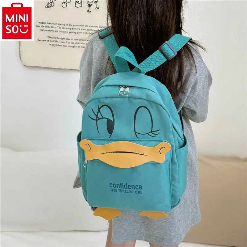 MINISO ransel perjalanan luar ruangan kartun Disney tas penyimpanan kapasitas besar cetak lucu Donal Bebek kualitas tinggi pelajar