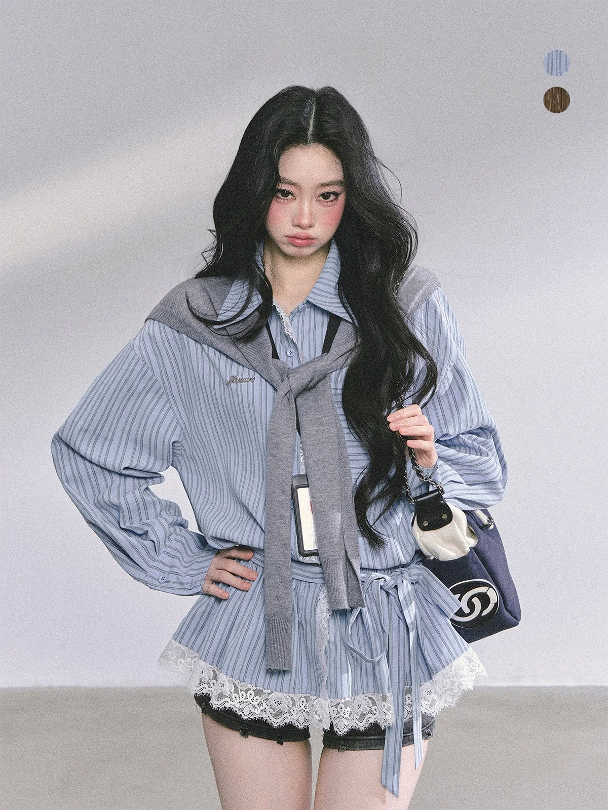 

Модный женский облегающий топ AOMALM в полоску с кружевом, осенний, дышащий, длинный рукав, полиэстер