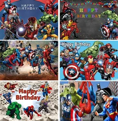 MARVEL Spiderman Iron Man Hulk Banner Photography Backgrounds Vinyl Cloth Party Backgrounds for Kids Birthday Party Decoration