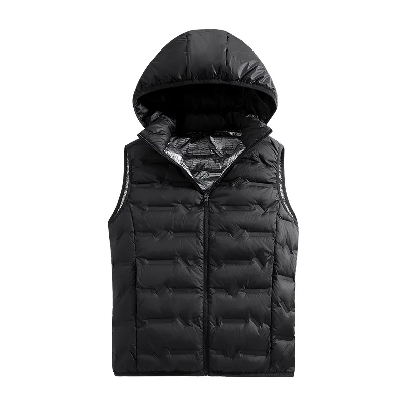 Minsu High-Quality Down Vest for Men 2025 New Autumn and Winter Couple Hooded Glossy Thickened Down Jacket