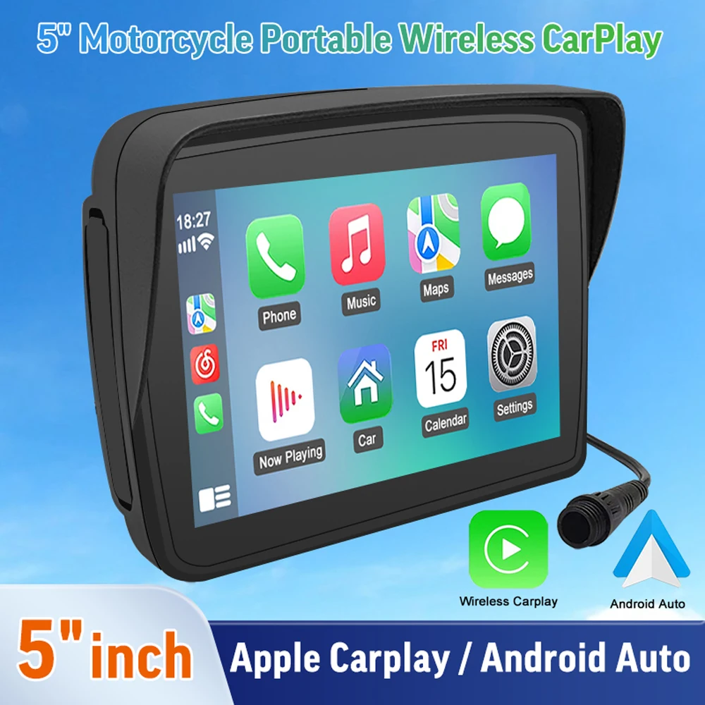 5 Inch Portable Gps Navigation Motorcycle Waterproof Carplay Display Motorcycle Wireless Android Auto Ipx7 Gps Dvr Touch Screen