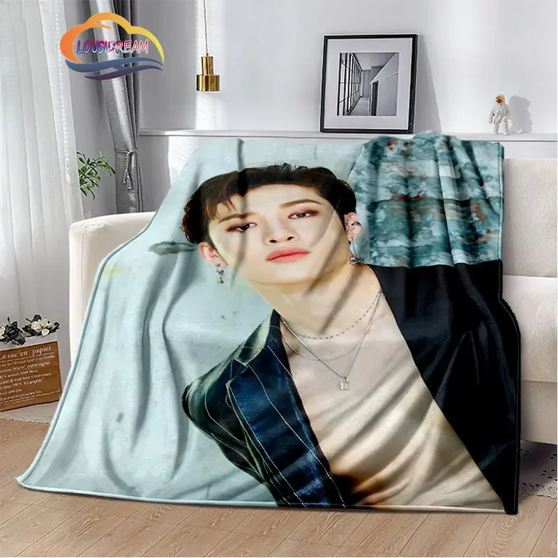 3D New KPOP Boys Flannel Blanket Bang chan Throw s for Sofa Bed Stray Kids Warm Portable Fan Gift Travel