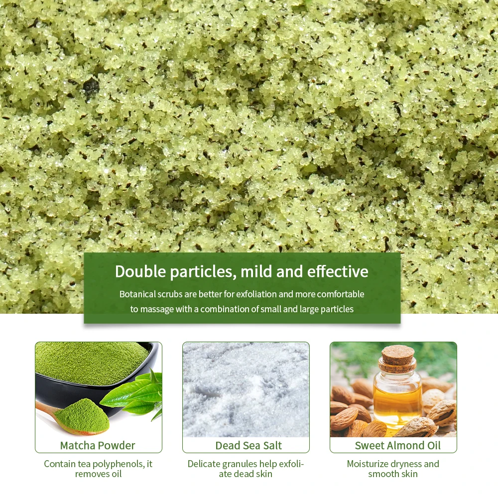 Matcha Green Tea Scrub Body Exfoliating Skin Brighten Improve Dullness Pore Cleansing Moisturizing Reduces Melanin Body Care