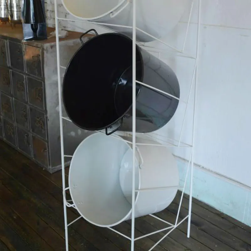 Storage shelves, buckets, modern minimalist art style, creative newspaper shelves, decorative floor-to-ceiling ornaments