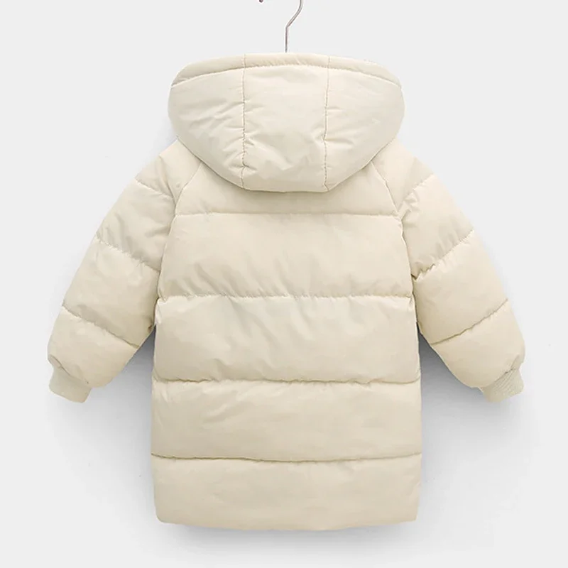 Neue 2-10 Jahre Winter Lange Jacke für Mädchen und Jungen, Outdoor-Bekleidung, Dick, Wärmeisolierend, mit Kapuze, für Kinder, Wattierte Baumwoll-Oberbekleidung – Detail 18