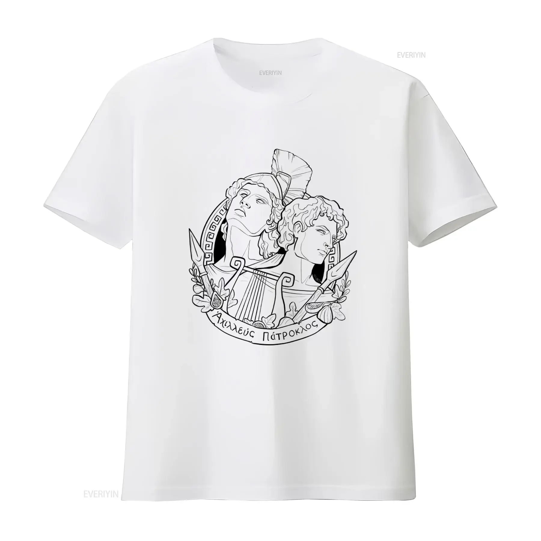 Achilles Patroclus Greek Mythology T Shirt Song Of Artwork With Ancient Names Perfect for Book Lovers vintage Washed Stylish