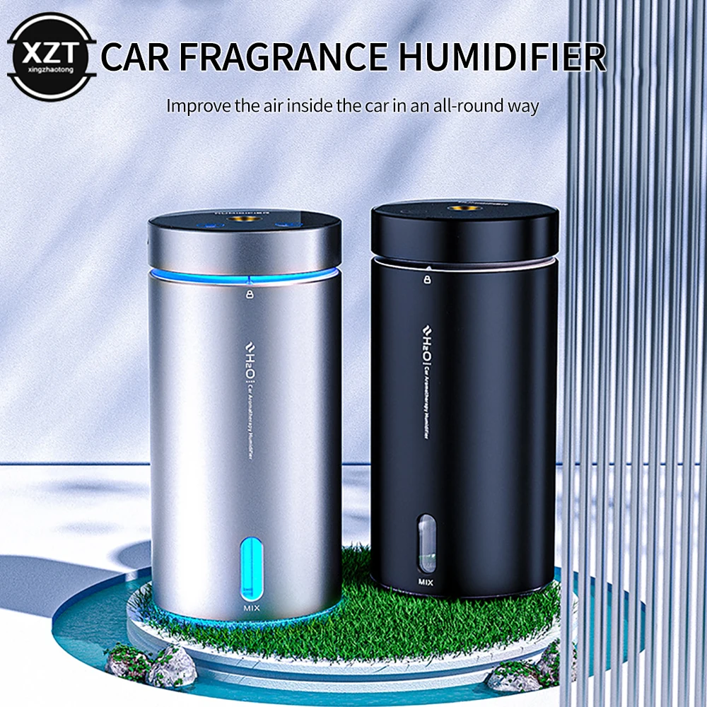 Upscale Car Air Humidifier Aluminium Alloy Essential Oils Diffuser 300ml Third Gear Belt LED Air Freshener For Auto Home Office