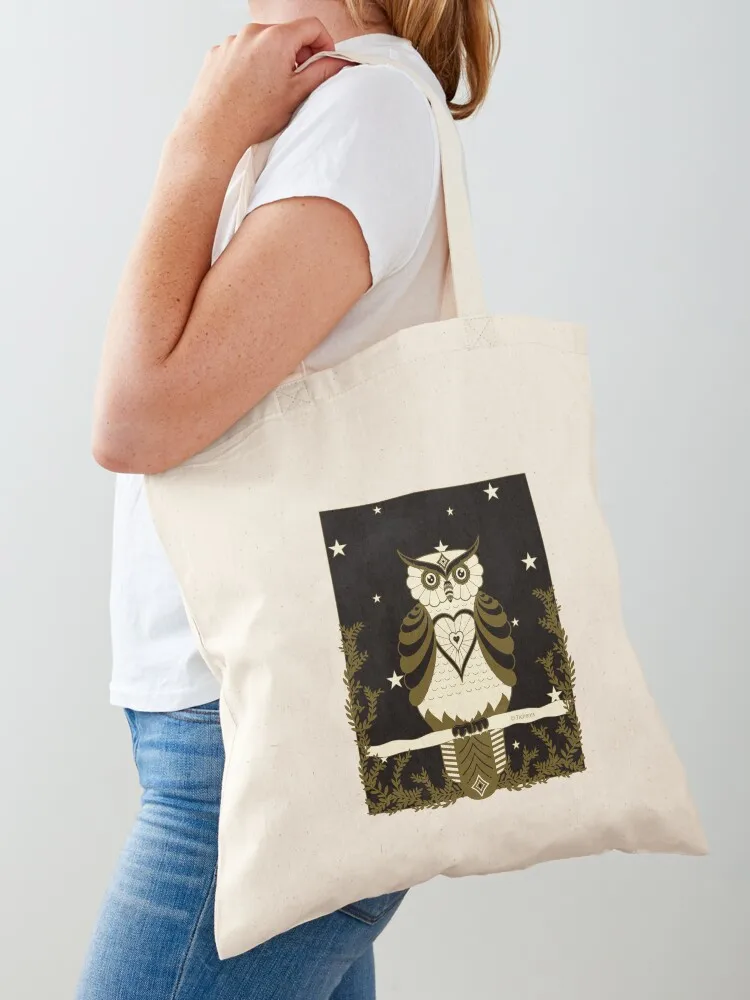 

Gold Owl on Black Background Tote Bag tote bags aesthetic Women's handbag tote bag men's Women's bag