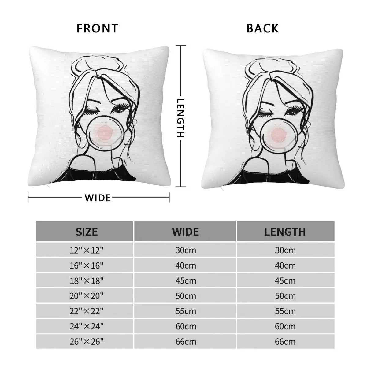 Bubble Gum Wink Fashion Square Pillowcase Polyester Linen Velvet Creative Zip Decor Pillow Case Home Cushion Cover 45x45