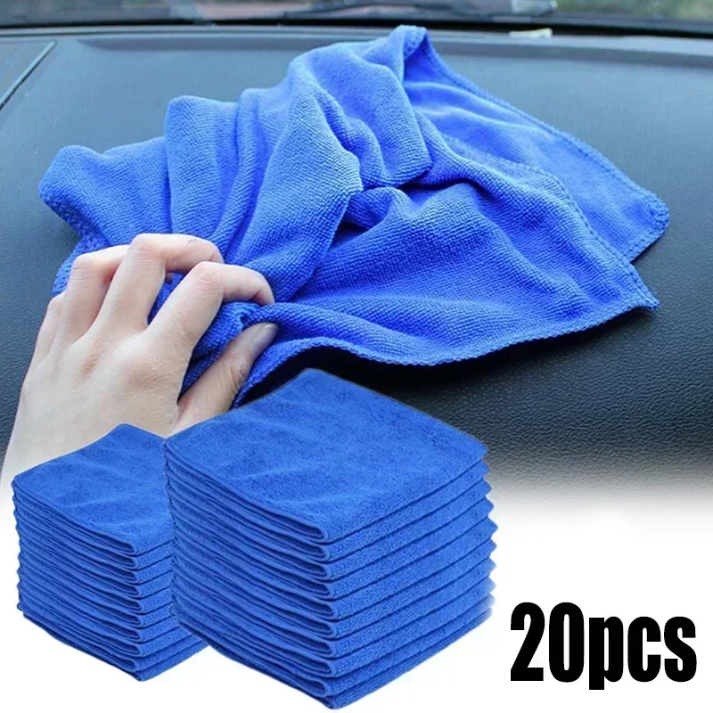 1/20pc Car Wash Microfiber Towels 30x30cm Soft Drying Cloth Hemming Wash Towel Water Suction Polishing Duster Cleaning Tools