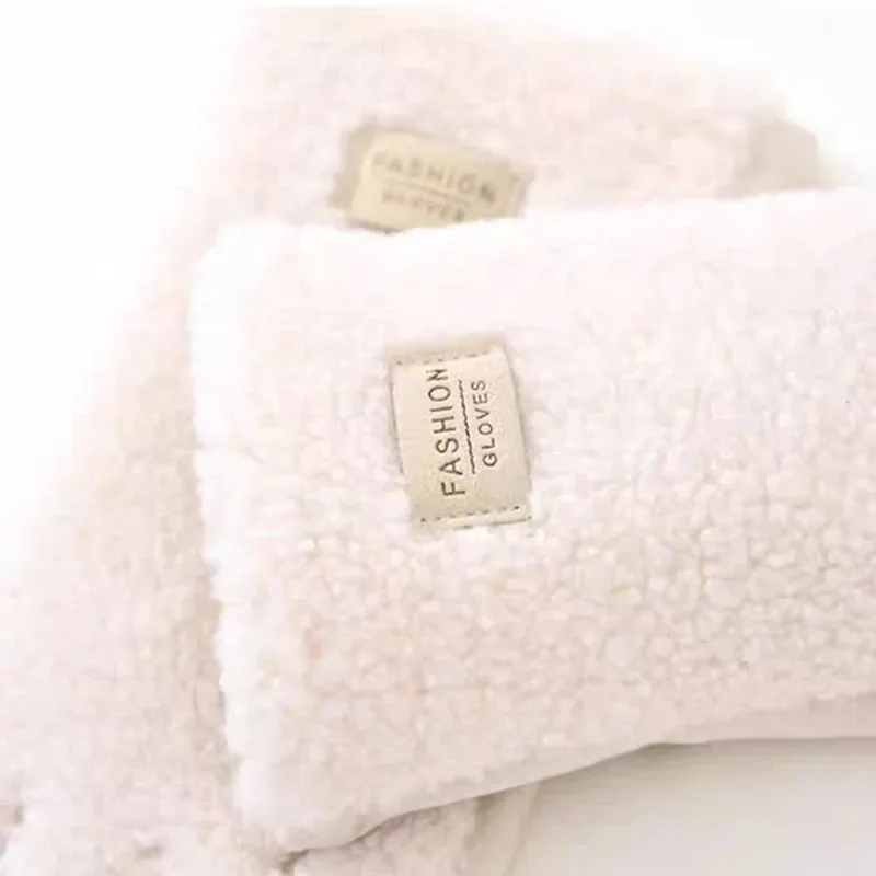 تقليد تيدي الشعر الجلد المدبوغ النساء الشتاء الدفء قفازات شاشة اللمس شخصية الموضة إضافة المخملية سميكة لينة #3