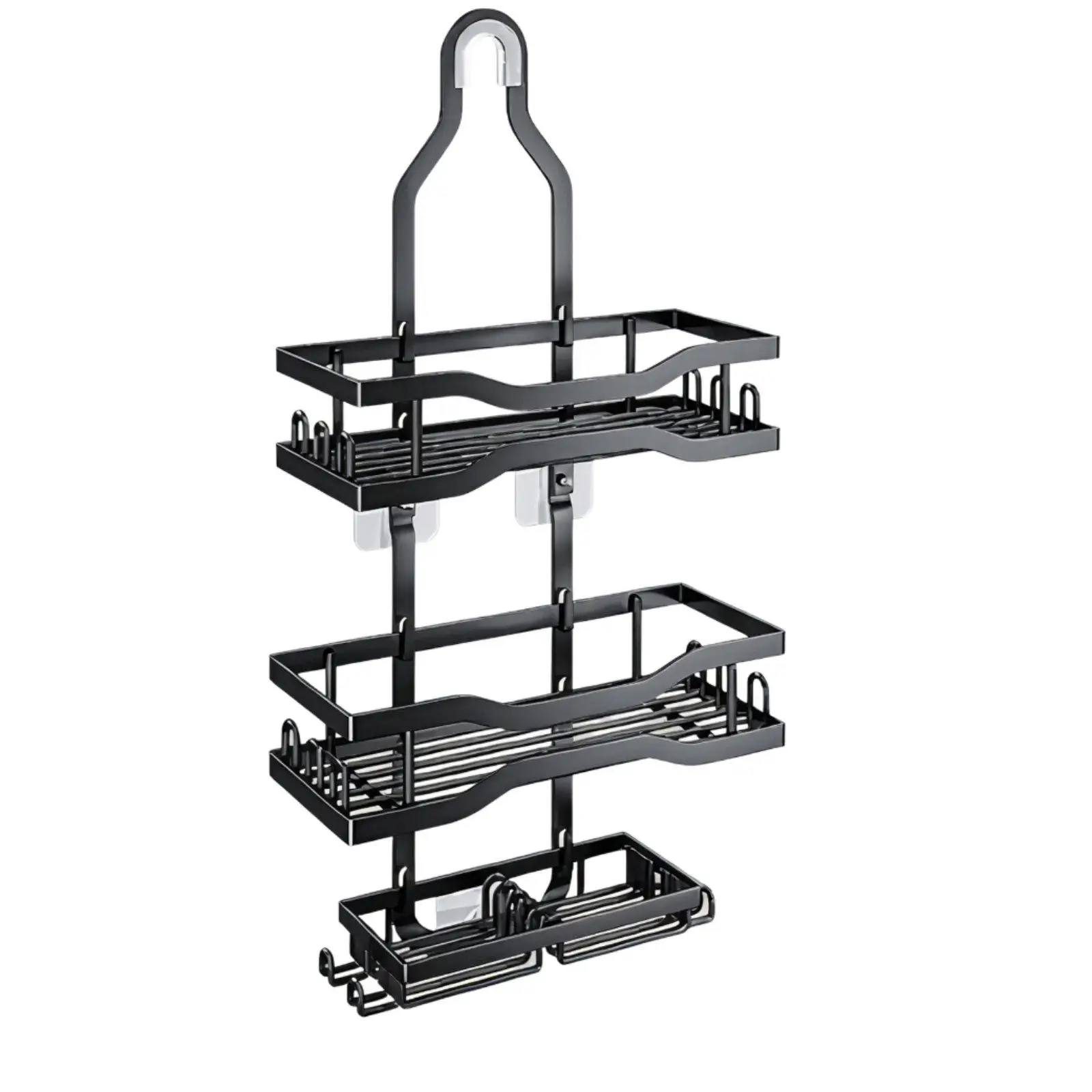 Space Saving Bathroom Shelf Wall Mounted Organizer for Shampoo Bottles and Cosmetics Carbon Steel Sturdy Rack for Small Washroom