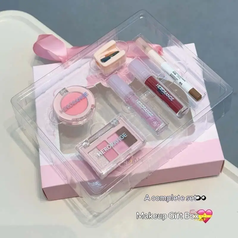 HERORANGE 6Pcs Makeup Set Includes Lip Gloss, Lip Gloss, Eyeliner, Blush, Eye Shadow, Long-Lasting, Waterproof, Cosmetic Set