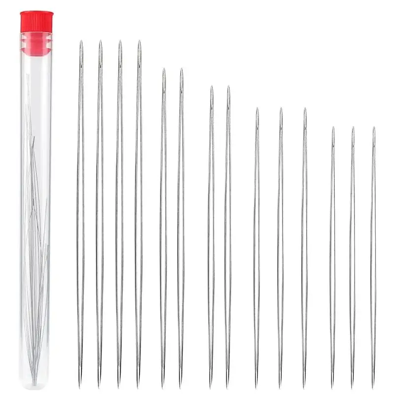 10Pcs Big Eye Stainless Steel Beading Needles Set Collapsible Embroidery Beading Needle Jewelry Making Tools