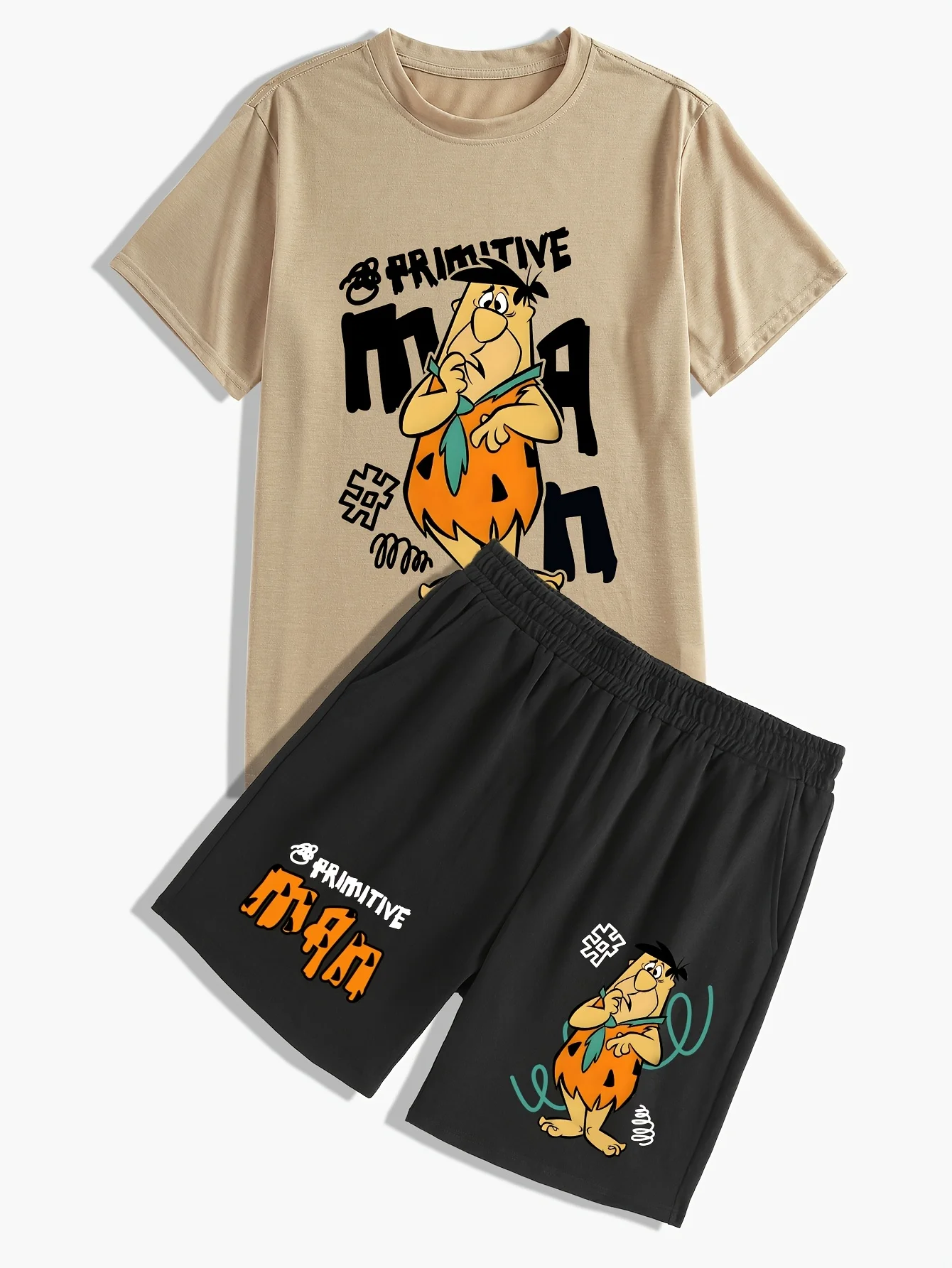 2025 summer new graphic men's suit High street top and shorts Comfortable, soft, breathable, lightweight and quick dry sweat abs