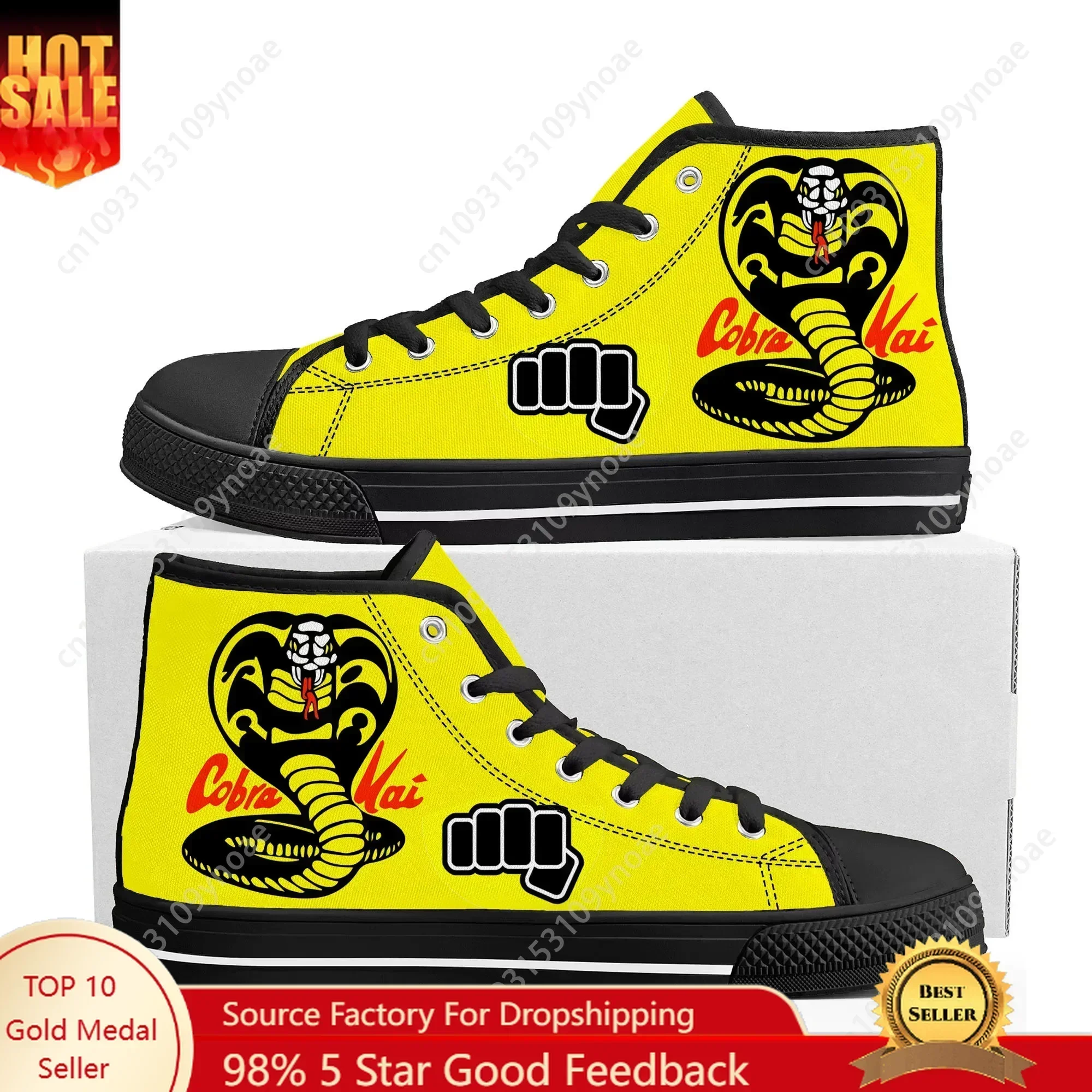

Cobra Kai No Mercy Snake High Top Sneakers High Quality Mens Womens Teenager Canvas Sneaker Casual Couple Shoes