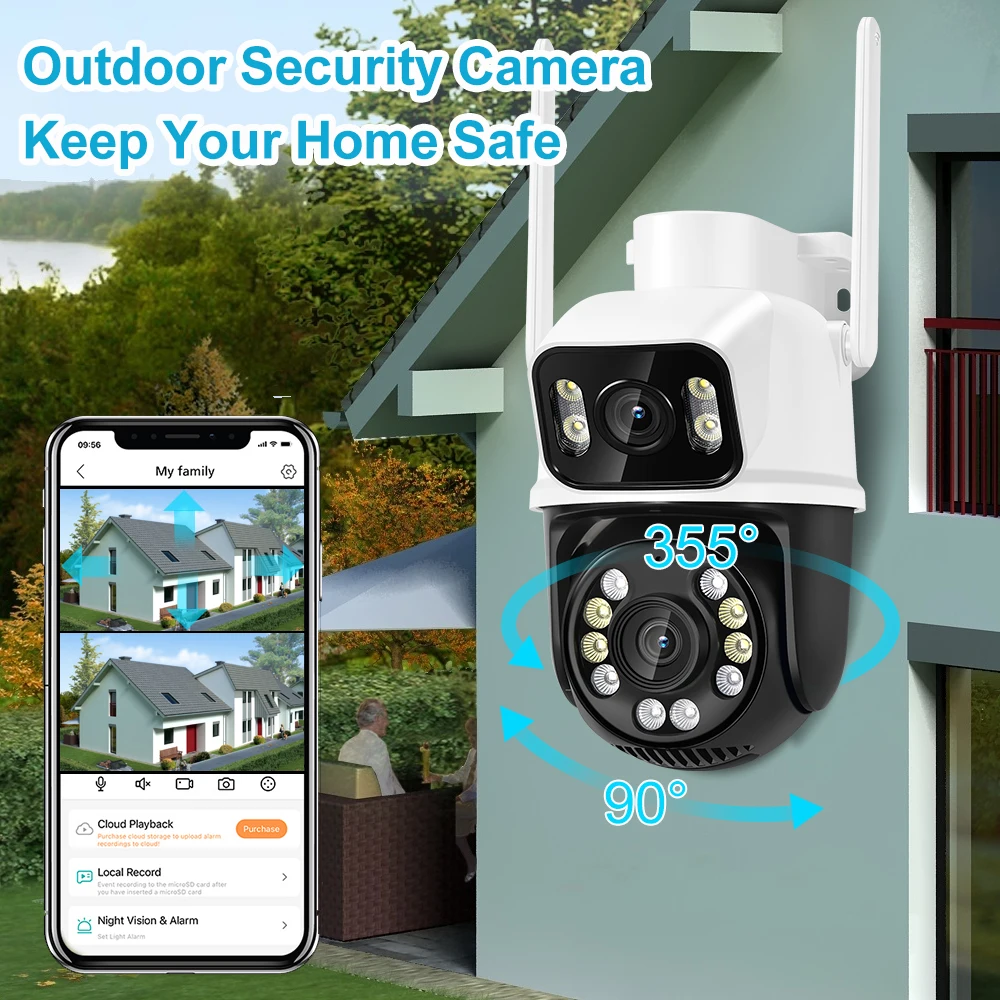 8MP 4K Wifi Camera PTZ Dual Screen Ai Human Detection Auto Tracking Outdoor Onvif CCTV Security Surveillance Camera iCSee