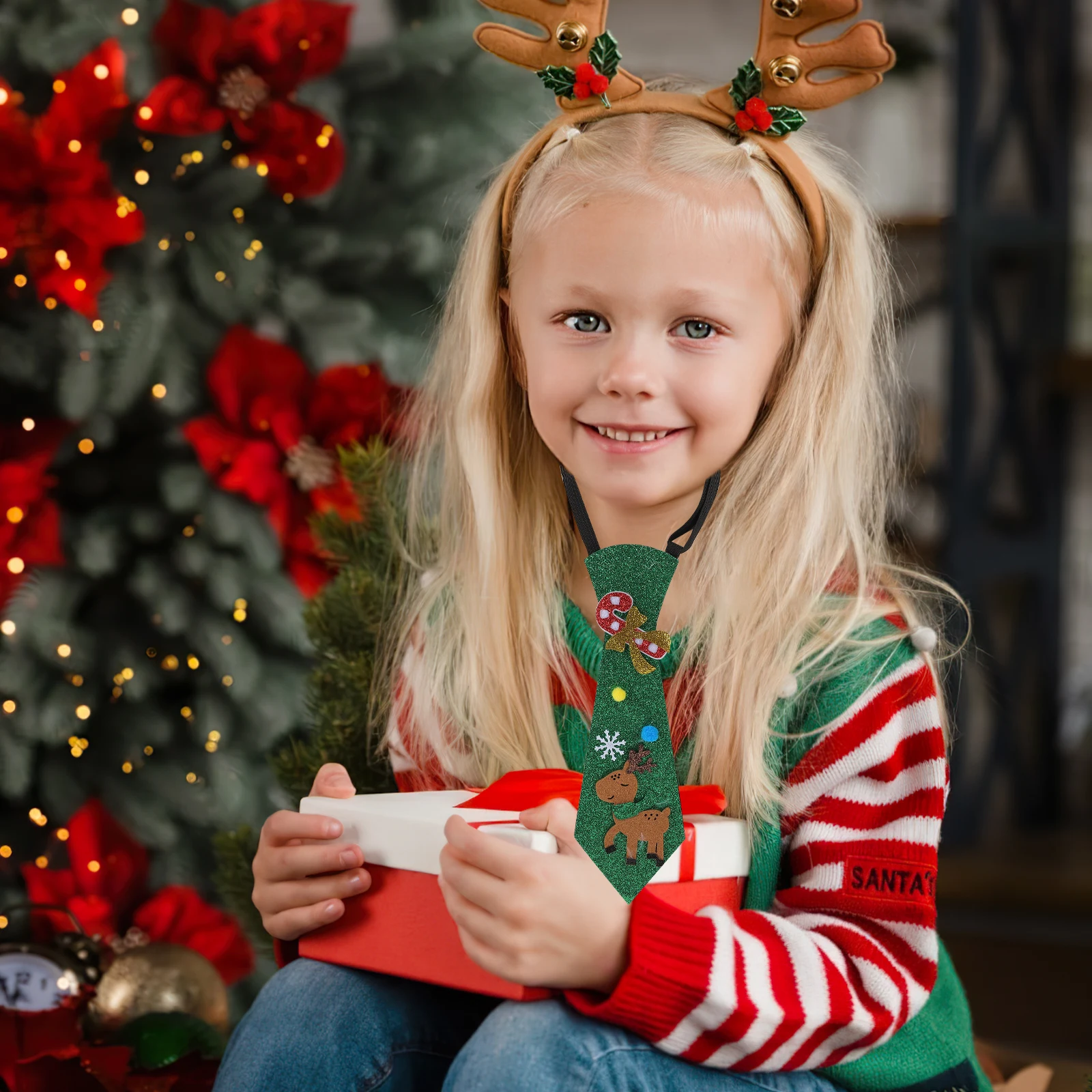 3 قطع من ربطات العنق اللامعة المزخرفة لعيد الميلاد، لوازم حفلات الأعياد، ربطة عنق احتفالية لديكور حفلات عيد الميلاد