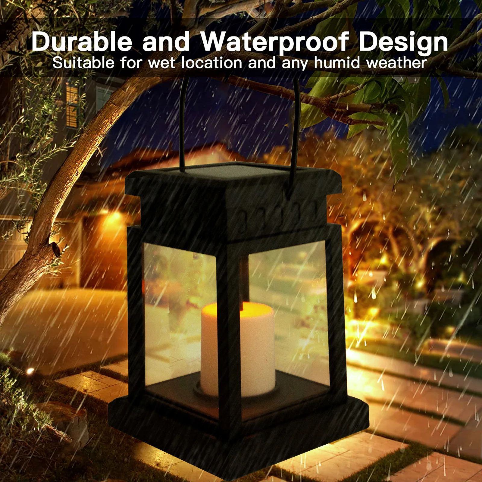 Solar Palace Lantern Retro Hanging Candle Lamp Portable Outdoor Camping Night Lamp For Yard Garden Decor LED Atmosphere Light