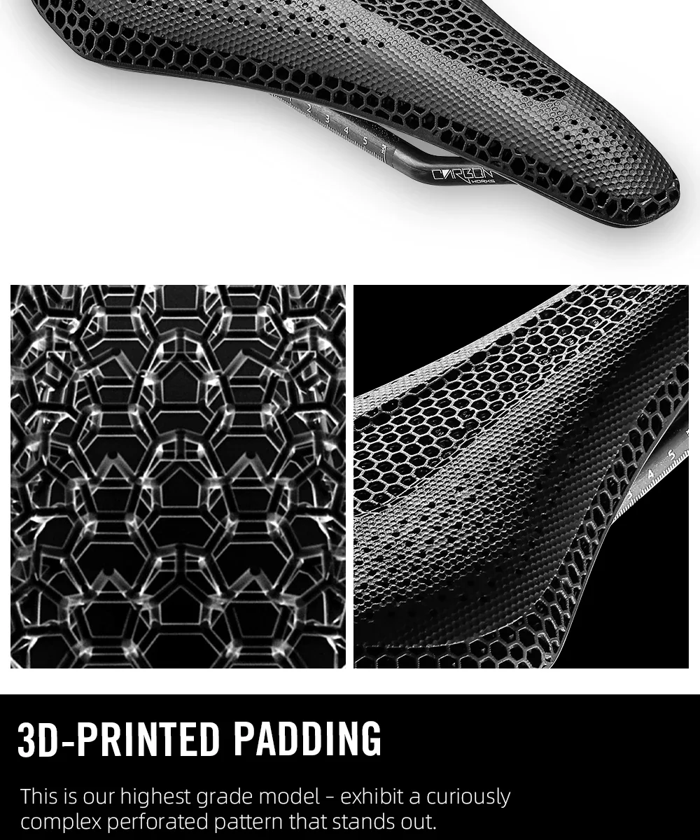 RYET Ultra Vollcarbon 3D-gedruckter Fahrradsattel, 205 g, hochmodulare Carbonbasis, 7 x 10 mm Schienen-Aussparung für Rennrad, MTB, Gravel – Detail 8