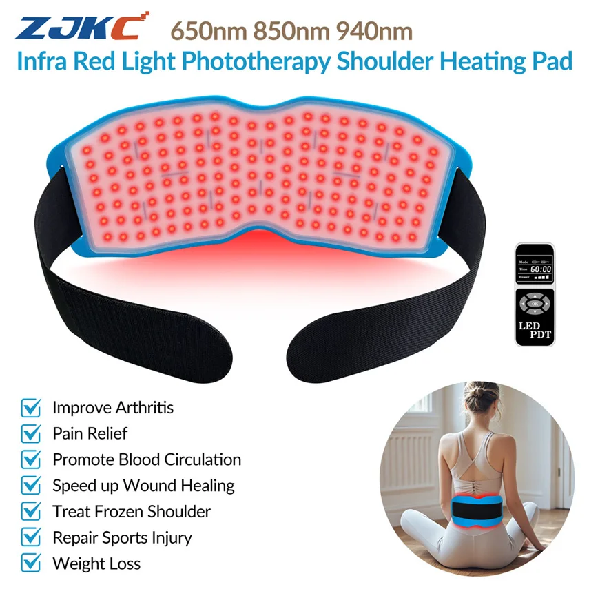 24W Heating Pad for Your Neck Red Infrared Light Phototherapy Belt Body Wrap for Pain Relief Shoulder Back Joint