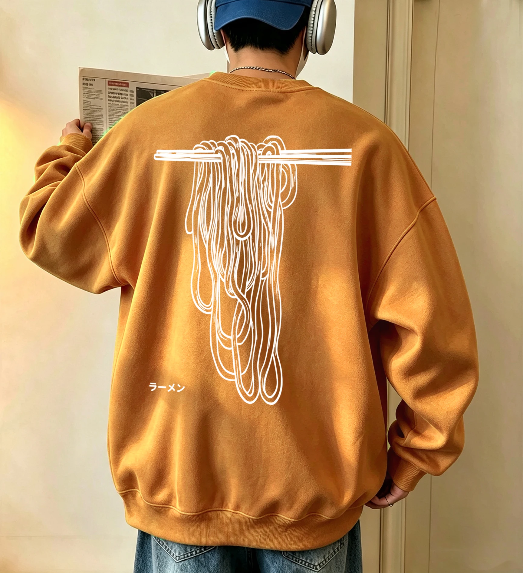 I Like Lamian Noodles Prints Male Spring Autumn Sweatshirts All-Match Loose Fleece Streetwear Simple Street Unisex Clothes