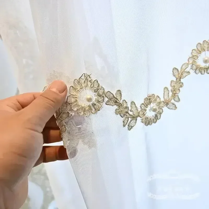 European Simple Fresh Customize Splicing Luxury Curtains For Living Room Bedroom Blackout Nordic Window Elegant Embroider Tulle