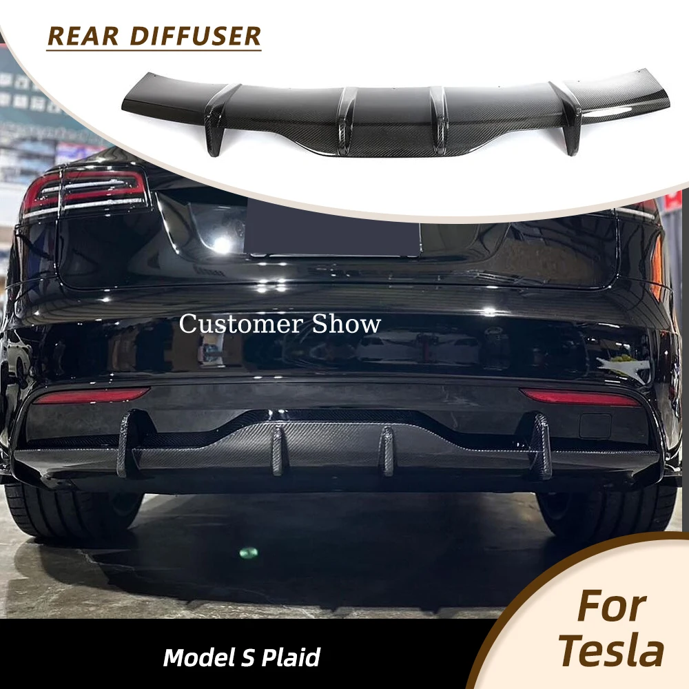 

Задний диффузор-спойлер для Tesla Model S Plaid 2021-2023, карбоновый, для выхлопной системы, элементы обвеса