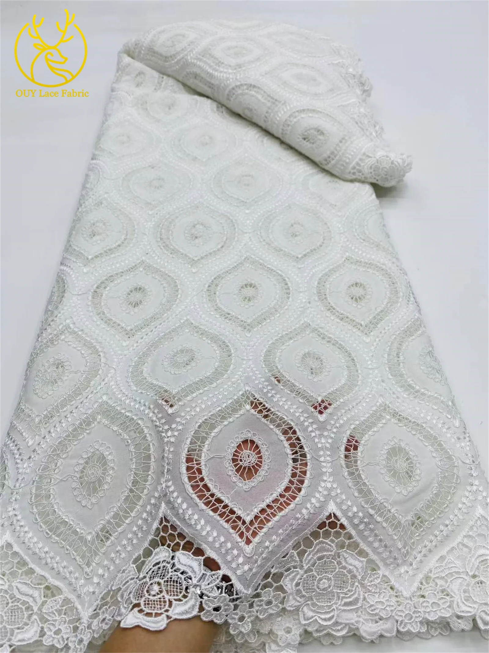 Green African Nigerian water-soluble rope lace fabric African lace fabric 2025 high quality for wedding French lace fabrics