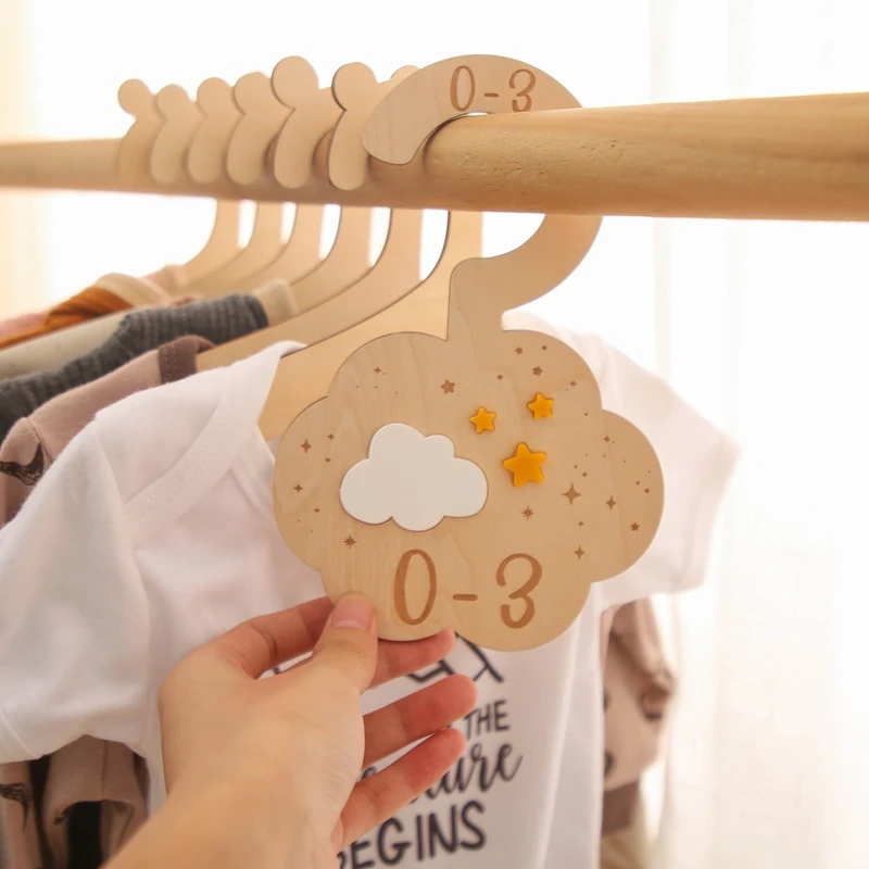 

7PC Baby Star Moon Wooden Milestone Newborn 0-24 Monthly Baby Partition Board Infant Photography Props Accessorie Infant Gift