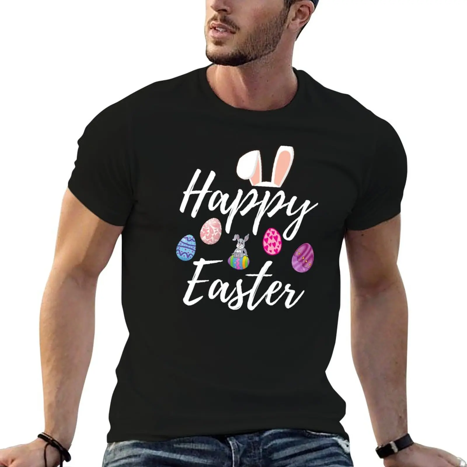 Happy Sweet Easter Candy Love and kisses, and funny bunny T-Shirt All Weather Casual Short Sleeve