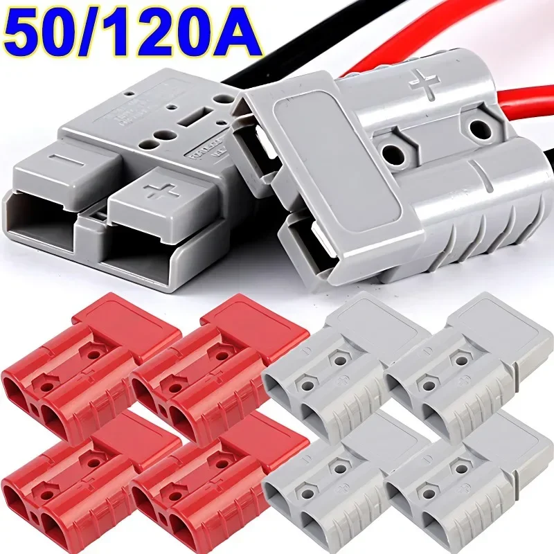 Double Pole with Copper Contact Power Connectors 50/120 AMP 600V Charging Plug for Anderson Plug Cable Terminal Battery Power