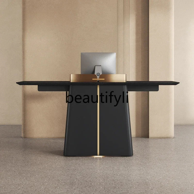 

Medieval style reception desk New Chinese style tea house Tea shop checkout page Retro art welcome desk