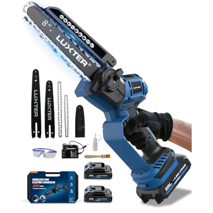 

Mini Chainsaw Brushless 8 inch and 6 inch Cordless Hand Held Chain Saw 2 x 2.0Ah Battery Small Handheld Saw Lightweight for Tri