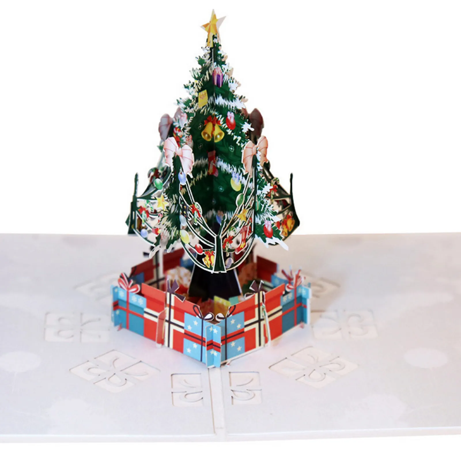 การ์ดคริสต์มาส Novelty 3D Pop Up Christmas Tree รูปแบบของขวัญโปสการ์ดบัตรอวยพรคริสต์มาสคริสต์มาสปีใหม่ของขวัญ