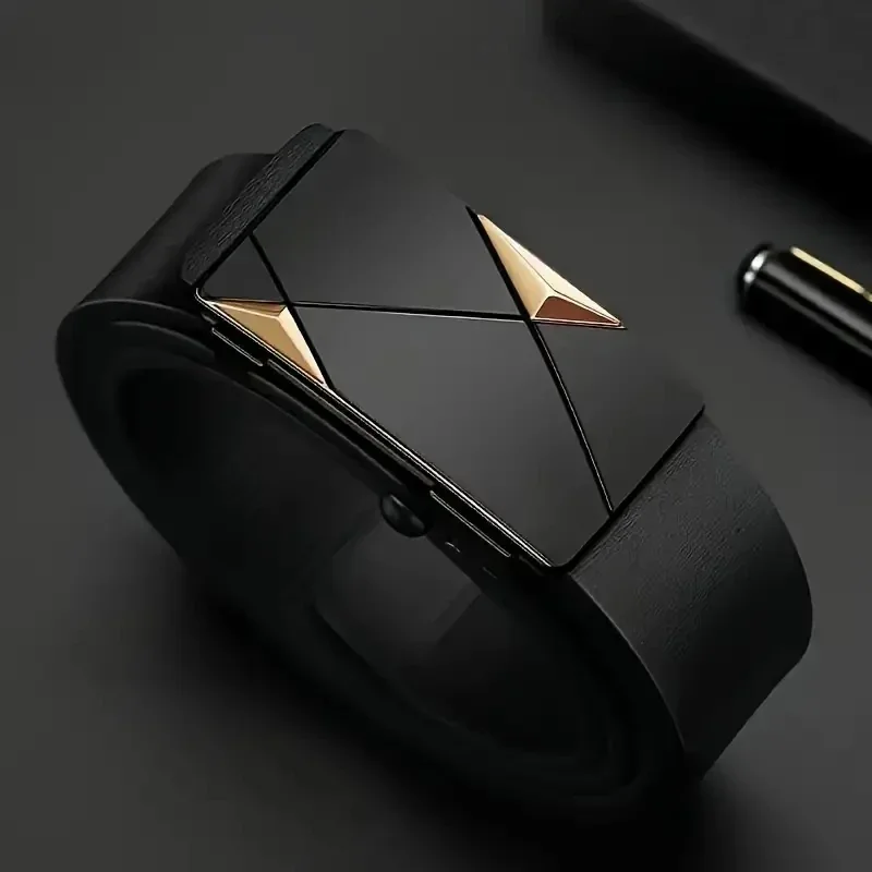 حزام رجال الأعمال سبيكة التلقائي مشبك حزام حزام الموضة الفاخرة حزام البنطال الجينز بولي Leather الأشرطة الجلدية عالية الجودة