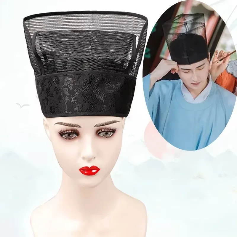 

Adjustable Black Hanfu Hats For Adults Gauze Cap Ancient Men Cosplay Chivalrous Person Studio Photography
