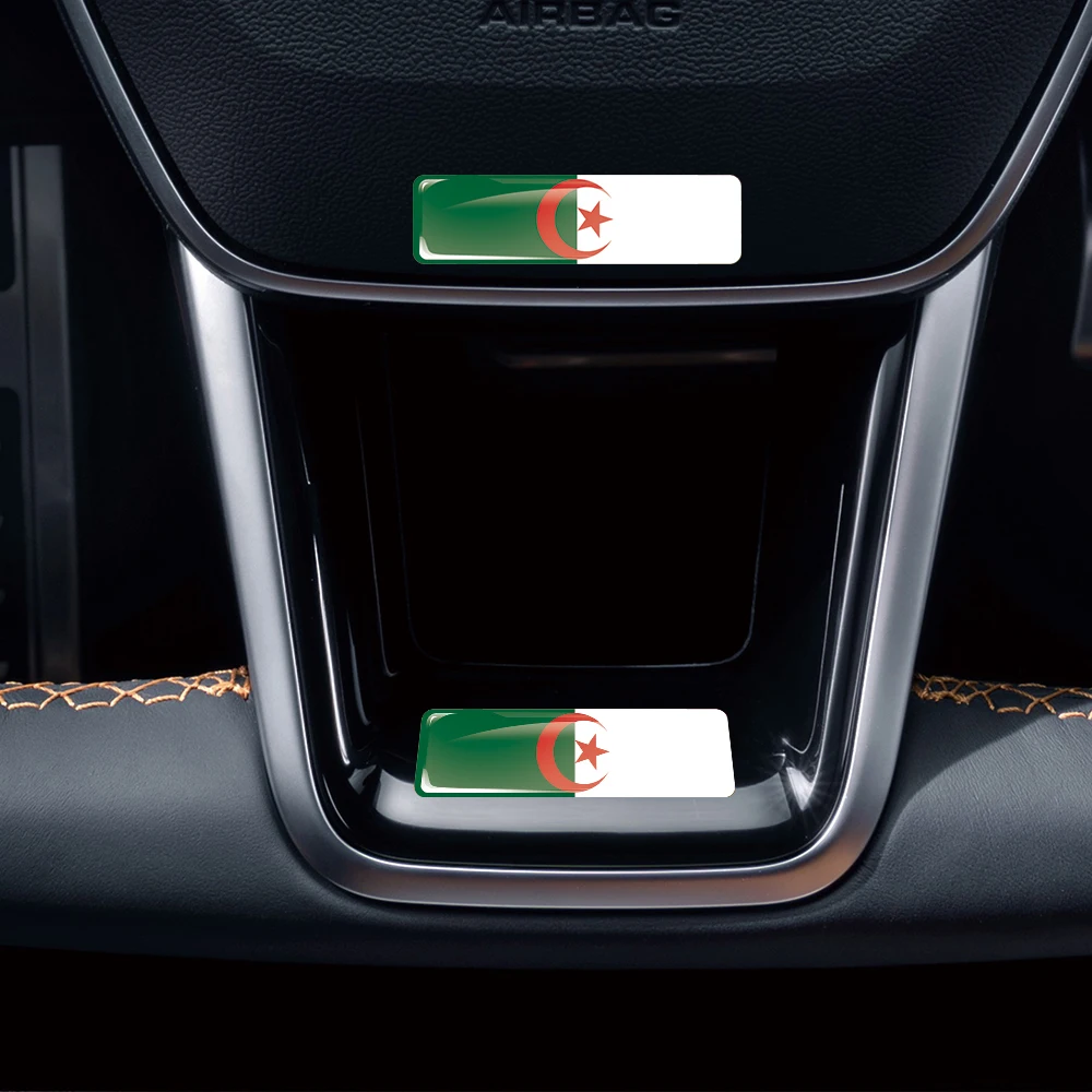 Algeria Flag 3D Epoxy Resin Decorate Car Sticker Car Window Buttons Steering Wheel Center Console Panel Motorcycle Fuel Tank